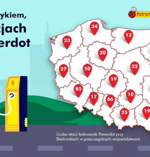 Coraz więcej Biedronek ma stacje ładowania samochodów elektrycznych