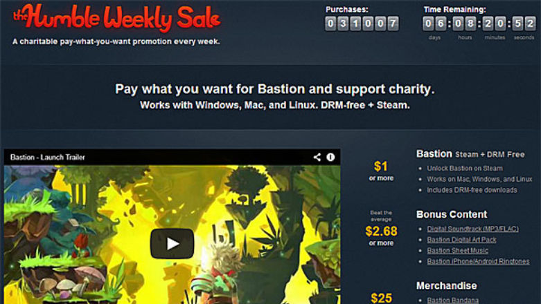 Kup grę za ile chcesz co tydzień - Humble Bundle Weekly Sale. W tym tygodniu Bastion do 90 zł taniej