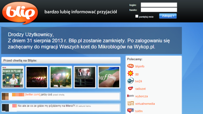Blip.pl będzie dostępny jeszcze tylko do końca wakacji