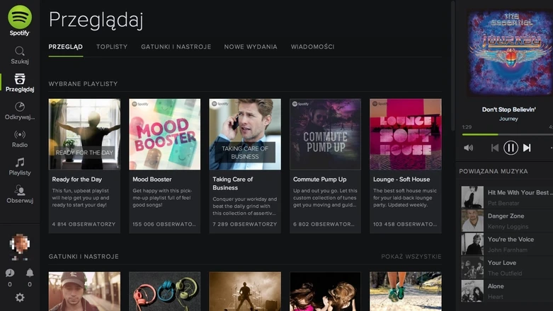 Tak wygląda odświeżone Spotify w przeglądarce