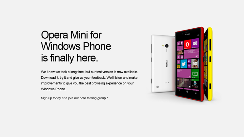 Opera Mini Beta dla Windows Phone - jest źle nawet jak na betę