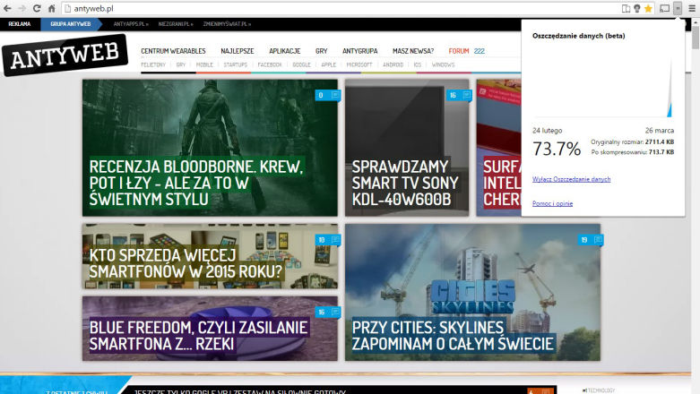 Chrome zaoszczędzi na transferze danych i będzie lepiej działał z ekranami dotykowymi
