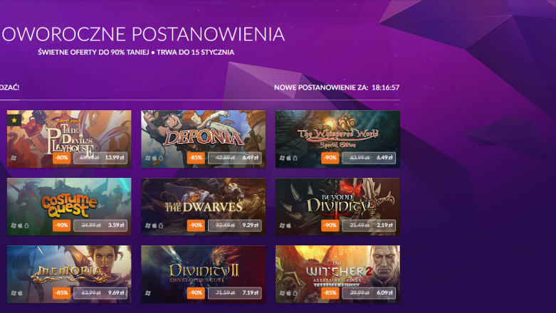 Noworoczna promocja gier na GOG-u to obniżki sięgające nawet 90%!