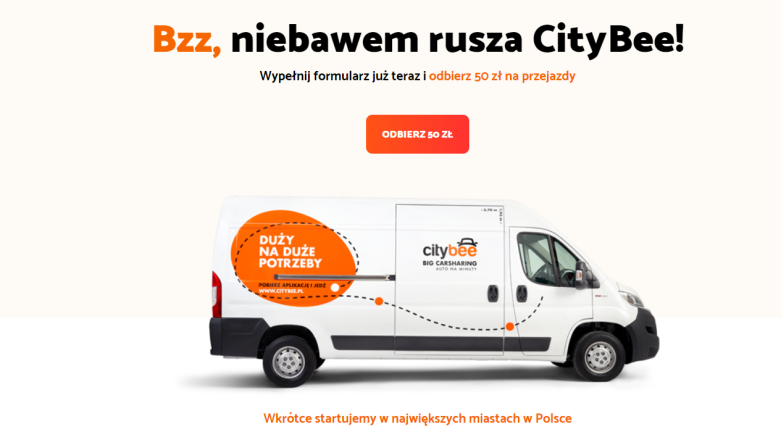 CityBee - Auta dostawcze na minuty dostępne już w Warszawie