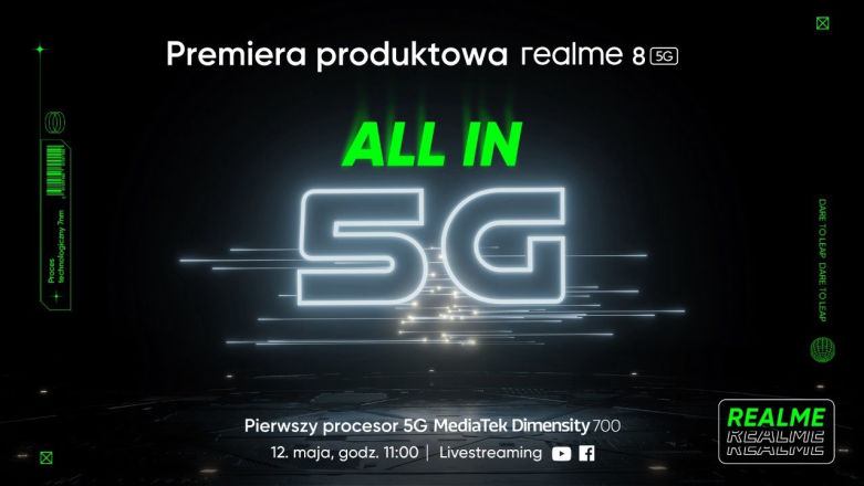 Oglądaj z nami polską premierę realme 8 5G