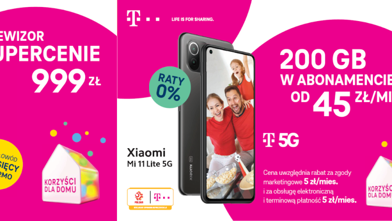 Mistrzowska oferta od T-Mobile – smartfony z 200 GB transferu, telewizor 4K za niecały tysiąc zł lub pół roku światłowodów za darmo